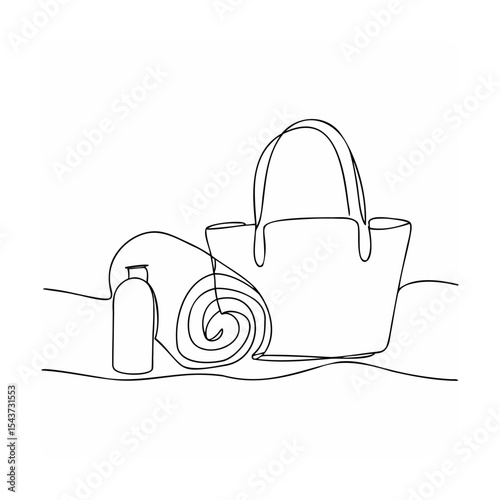 Single Line Art Beach Bag Towel Bottle single line drawing