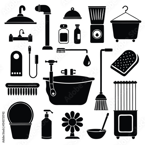 Bathroom elements vector illustration
