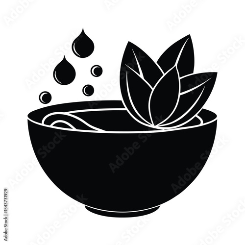 Silhouette of a spa treatment bowl on white background