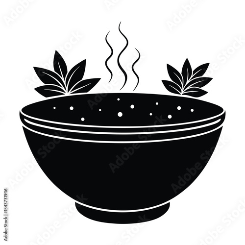 Silhouette of a spa treatment bowl on white background