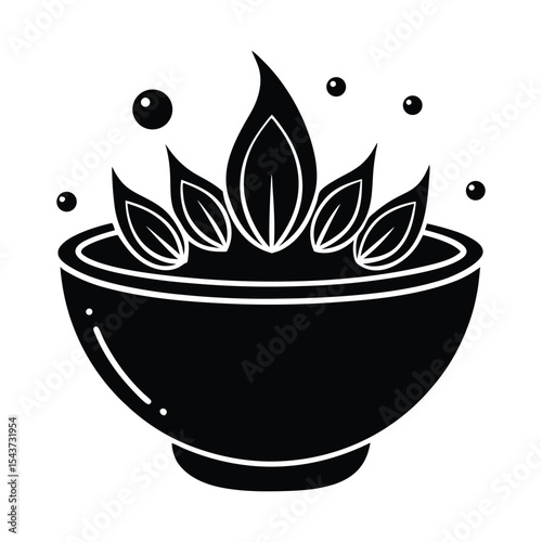 Silhouette of a spa treatment bowl on white background