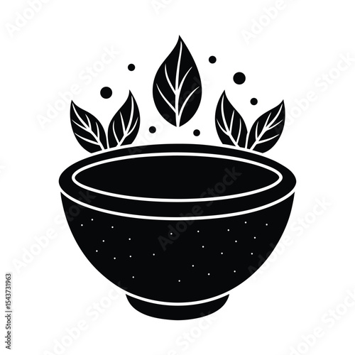 Silhouette of a spa treatment bowl on white background