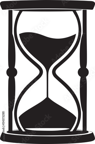 Hourglass Silhouette in Black | Classic Sand Timer Illustration Vector Format