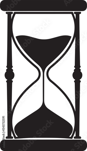 Hourglass Silhouette in Black | Classic Sand Timer Illustration Vector Format