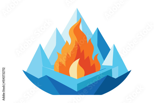 Abstract Illustration of Fire and Ice Design -  A contrasting blend of warm and cool elements, creating a striking symbol of opposing forces.