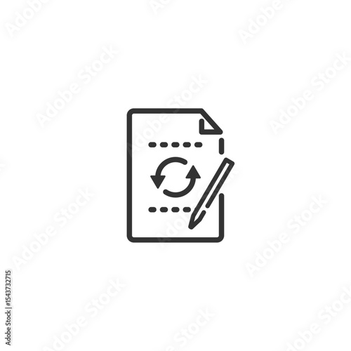 文章の修正やリライトを表すベクターアイコン (線画・モノクロ)