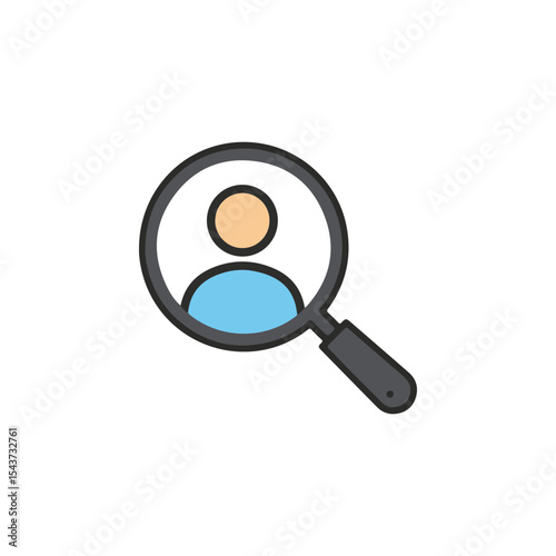 Job Recruitment flat vector icon, Candidate Search icon, on white background, suitable for infographic design and applications