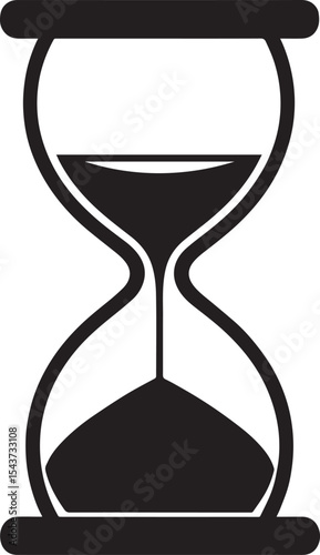 Hourglass Silhouette in Black | Classic Sand Timer Illustration Vector Format