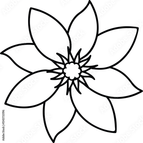 Passion flower black line drawing vector illustration