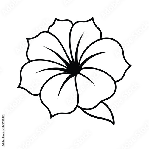 Petunia flower black line drawing vector illustration