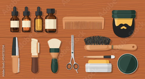 Men's Grooming Kit Essentials for Hair and Beard Care Still Life