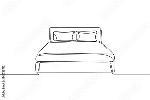 Single line drawing of a made bed