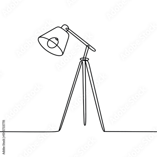 Single line drawing of tripod floor lamp