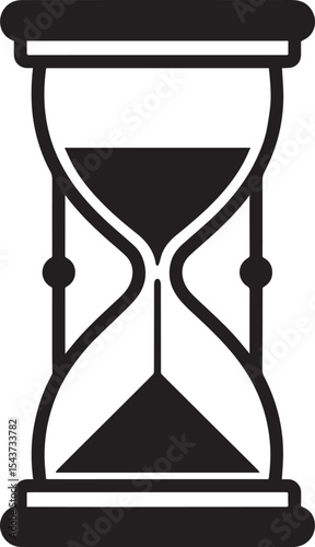 Hourglass Silhouette in Black | Classic Sand Timer Illustration Vector Format