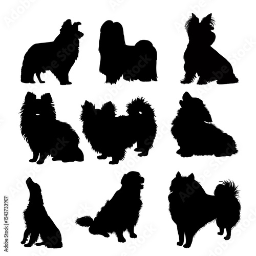 Dog Silhouette Vector Set – Black Canine Outline Illustrations Collection