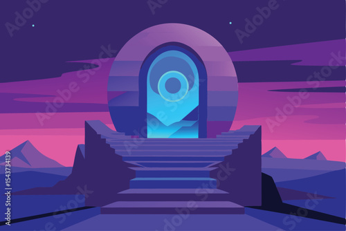Mystical Portal to Another World A Digital Illustration of a Gate to an Unknown Destination 