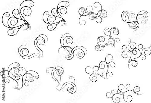 Elegant Swirls and Flourishes Decorative Vector Elements for Design