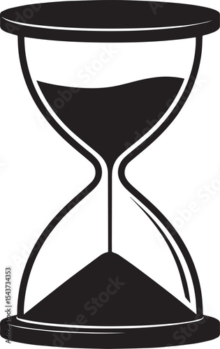 Hourglass Silhouette in Black | Classic Sand Timer Illustration Vector Format