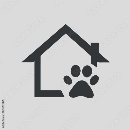 House Dog Paw Print Icon Silhouette
