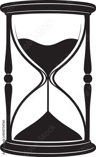 Hourglass Silhouette in Black | Classic Sand Timer Illustration Vector Format
