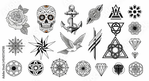 Assorted Tattoo Designs Vector Collection for Body Art Projects