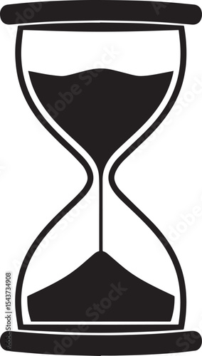 Hourglass Silhouette in Black | Classic Sand Timer Illustration Vector Format