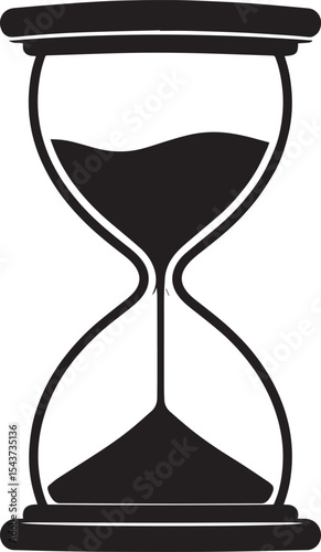 Hourglass Silhouette in Black | Classic Sand Timer Illustration Vector Format