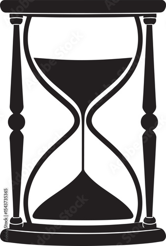 Hourglass Silhouette in Black | Classic Sand Timer Illustration Vector Format
