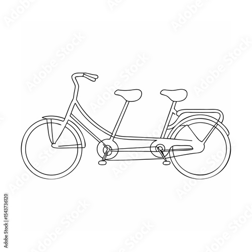 Black Line Art Tandem Bicycle Illustration bike two seater bike