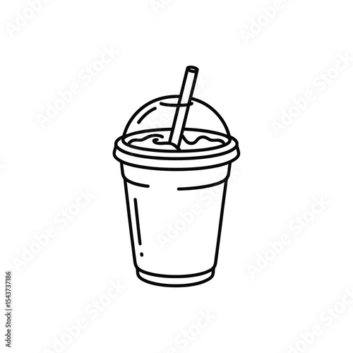 Refreshing Smoothie in a Plastic Cup with Straw