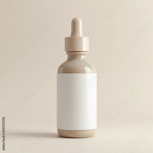 Dropper Bottle 3D Rendering White Blank Mockup,3d illustration of glass bottles unlabeled with dropper cap on rock with light background. Scene for advertising cosmetic,mockup for serum product,rock,