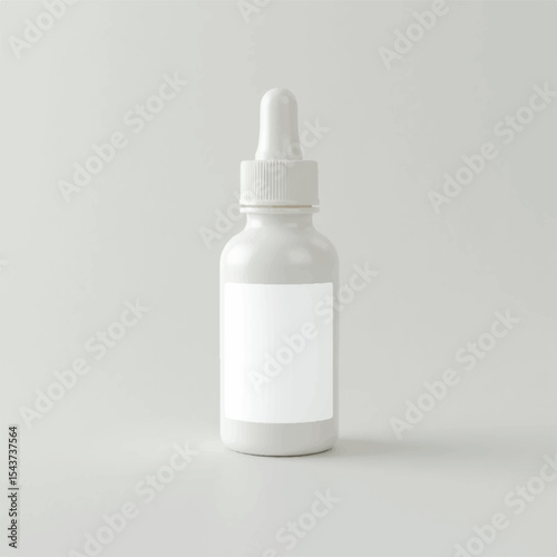 Dropper Bottle 3D Rendering White Blank Mockup,3d illustration of glass bottles unlabeled with dropper cap on rock with light background. Scene for advertising cosmetic,mockup for serum product,rock,