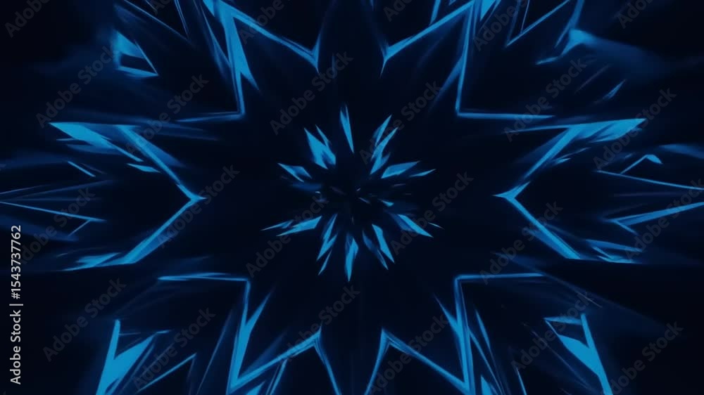 Abstract blue geometric pattern radiating from the center, creating a dynamic visual effect