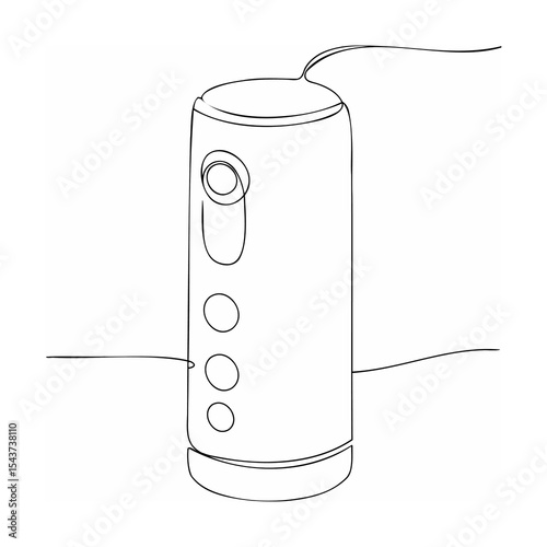 Single Line Art Drawing Black Cylinder Smart Speaker Device