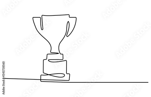 Winner trophy cup continuous one line drawing. Trophy cup line art vector illustration, Award trophy cup single line vector.