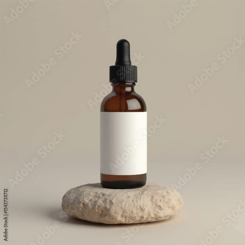 cosmetic tube, cosmetic serum bottle,cosmetic cream jar, transparent bottle placed on rock, without label, realistic cosmetic mockups, shampoo bottle towel, flower, stone, background,3d product render