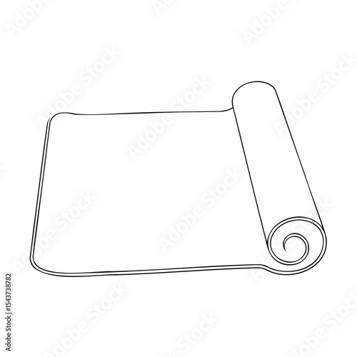 Rolled Up Yoga Mat Line Art Black White Simple black and white