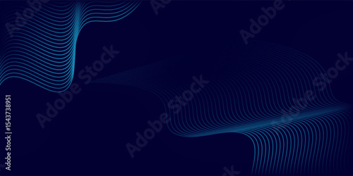 Abstract glowing wave lines on dark blue background. Dynamic wave pattern. simple art flowing good nice wavy lines.