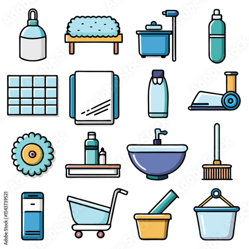 Bathroom elements vector icon set