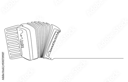 Accordion Musical Instrument concept continuous line art drawing