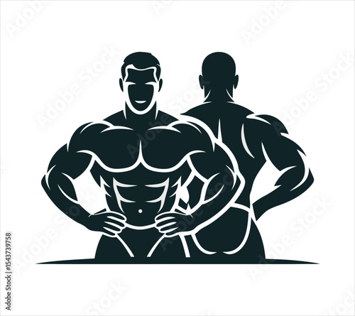 Muscular Bodybuilder Mascot Logo, Gym and Fitness Vector Emblem On White Background