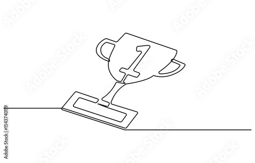 Winner trophy cup continuous one line drawing. Trophy cup line art vector illustration, Award trophy cup single line vector.