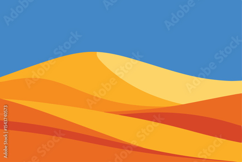 Abstract Desert Landscape Illustration with Dunes and Blue Sky, representing the beauty and serenity of nature.