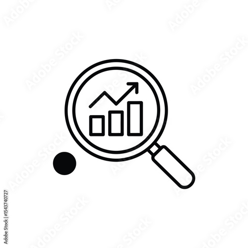 Magnifying glass analyzing growth chart data