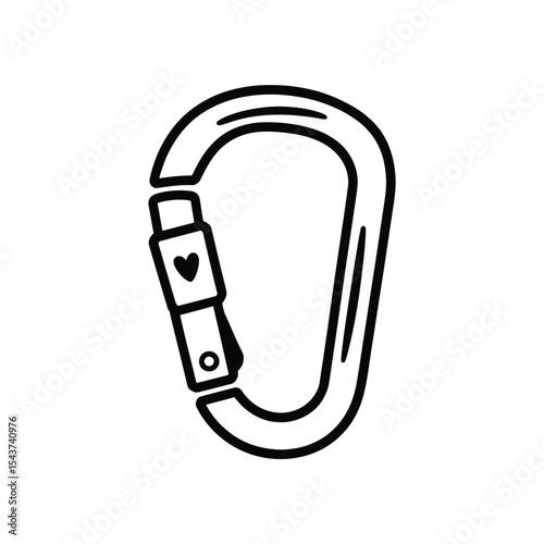 Hand-drawn Carabiner Clip Climbing Gear Illustration