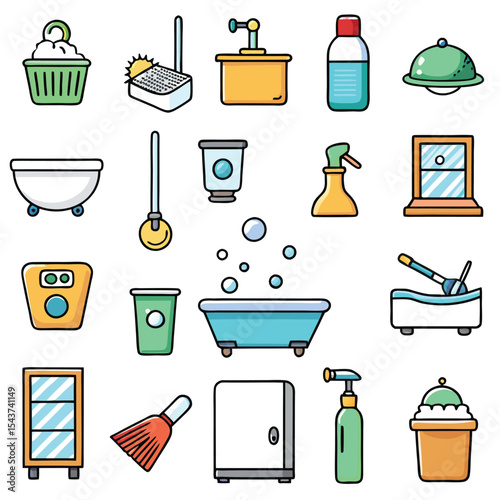 Bathroom elements vector icon set