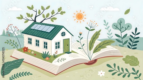 House on Book with Nature Concept
