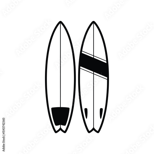 Surfboard Designs Minimalist Line Art Illustrations