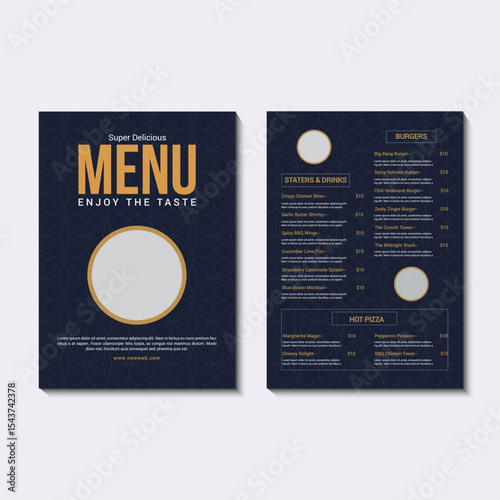 Healthy Food Menu Design. Organic Restaurant Brochure Template. Clean Layout with Green Color Scheme for Wellness Branding. Delicious Restaurant Menu Flyer. Full Course Meal Promotion Design.
