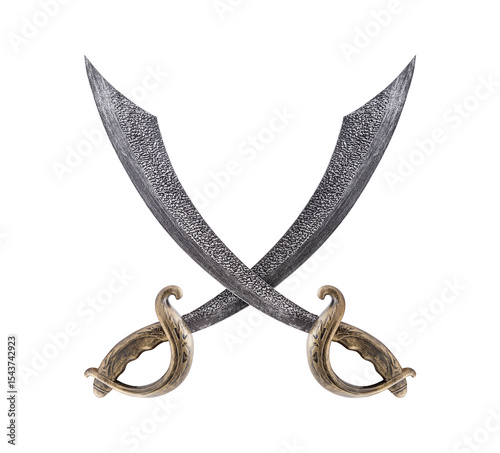 Canvastavla Crossed saber swords isolated on white background